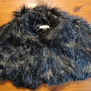 Black & Silver Glitter Faux Fur Shrug